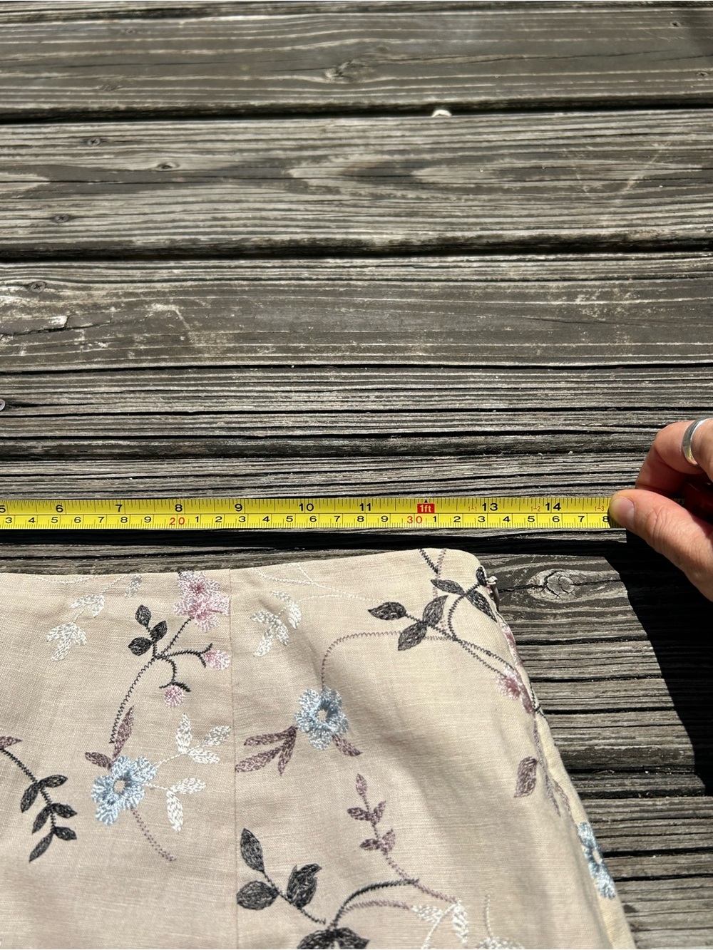 Vintage Linen Embroidered Floral Mini Skirt - 2 - Picture 7 of 8
